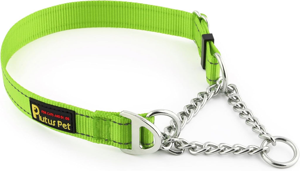 Plutus Pet Martingale Dog Collar with Stainless Steel Chain and Reflective Nylon, Adjustable No Pull Training Collar, for Small Medium, and Large Dogs, Black, M - Image 14