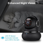 Litokam 2K wireless pet cam operating with night vision activated
