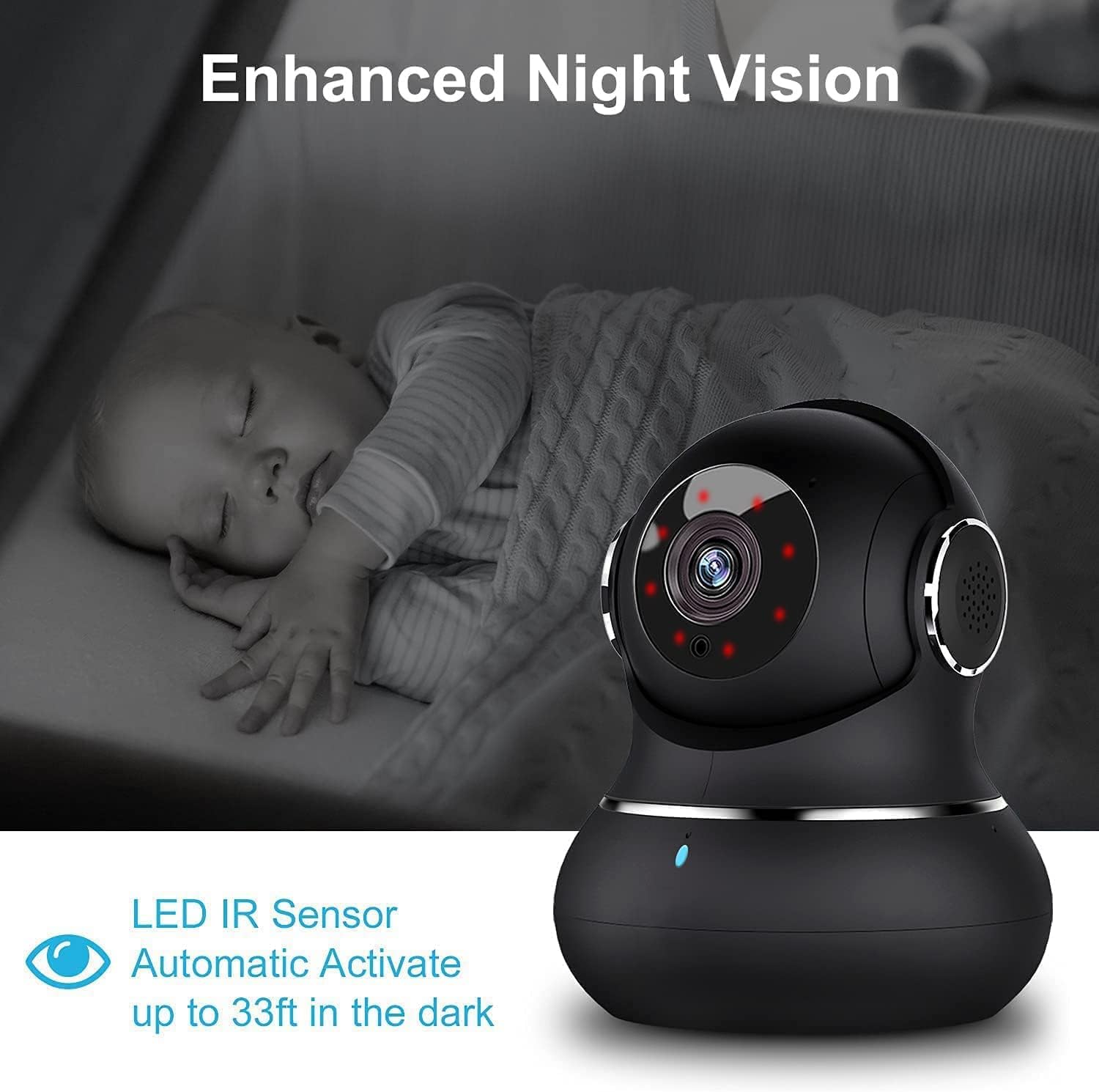 Litokam 2K wireless pet cam operating with night vision activated
