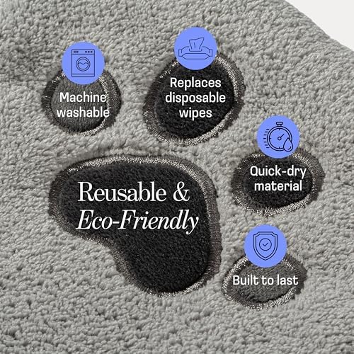 Muddi Pet grooming mitt showing paw-shaped design and hanging loop
