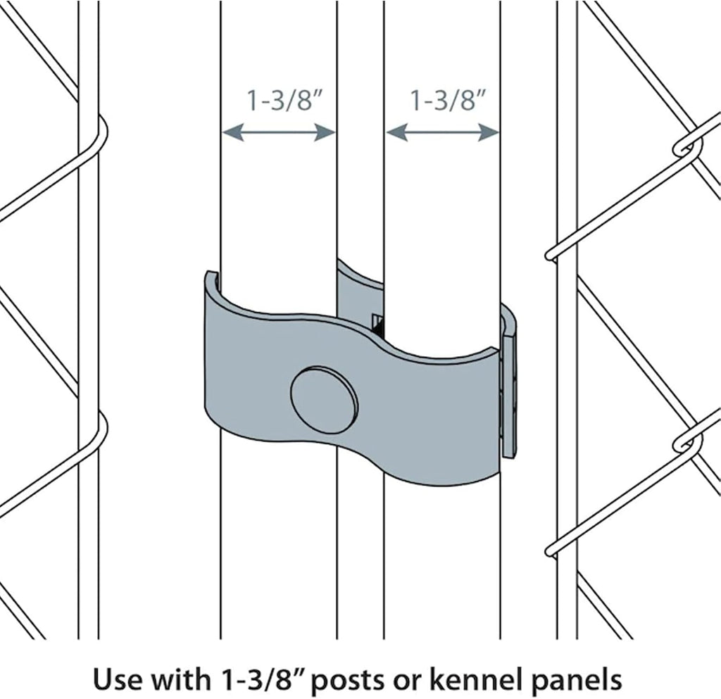 Twenty sets of chain link fence clamps with carriage bolts and nuts displayed on a flat surface.