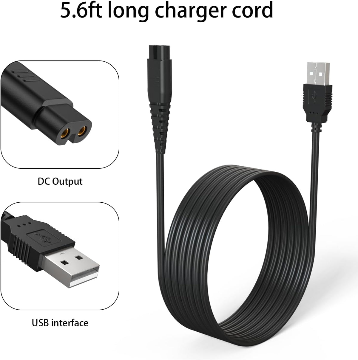 Pure copper core pet clipper replacement charger cable detail