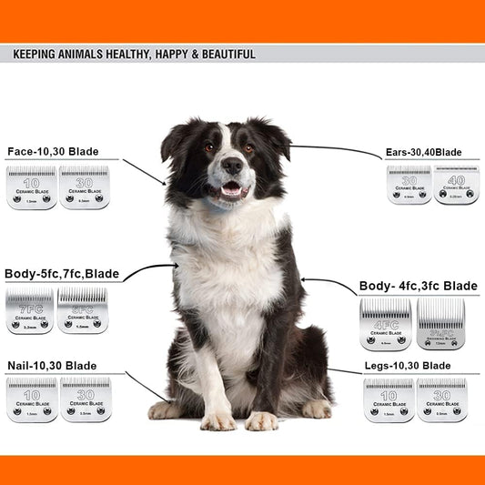 Audoc pack of three detachable pet grooming replacement blades displayed together.