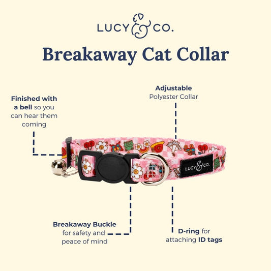 Adjustable safety cat collar with quick release breakaway buckle close up details