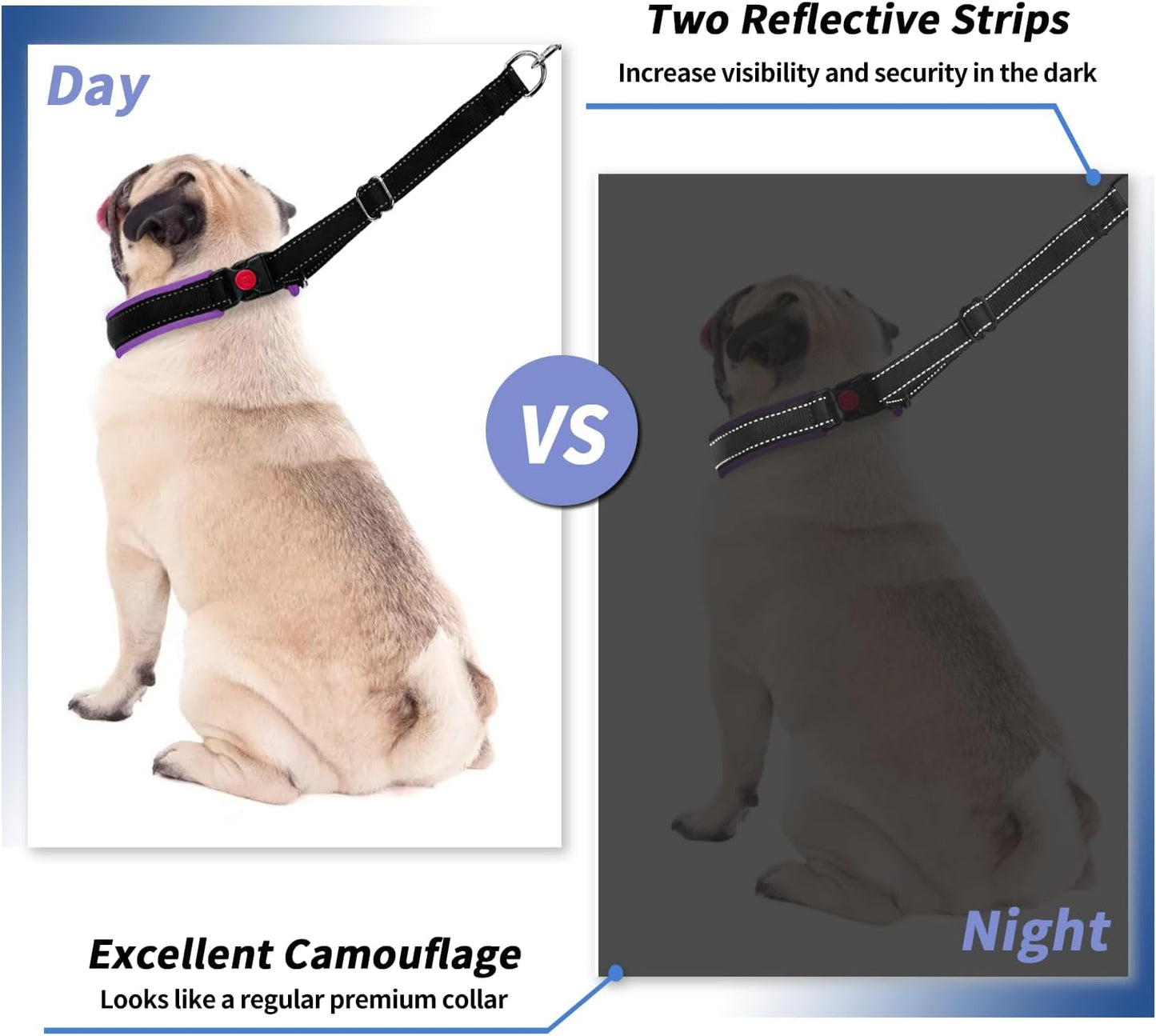 Monstoyo reflective dog collar high visibility strips for night walking