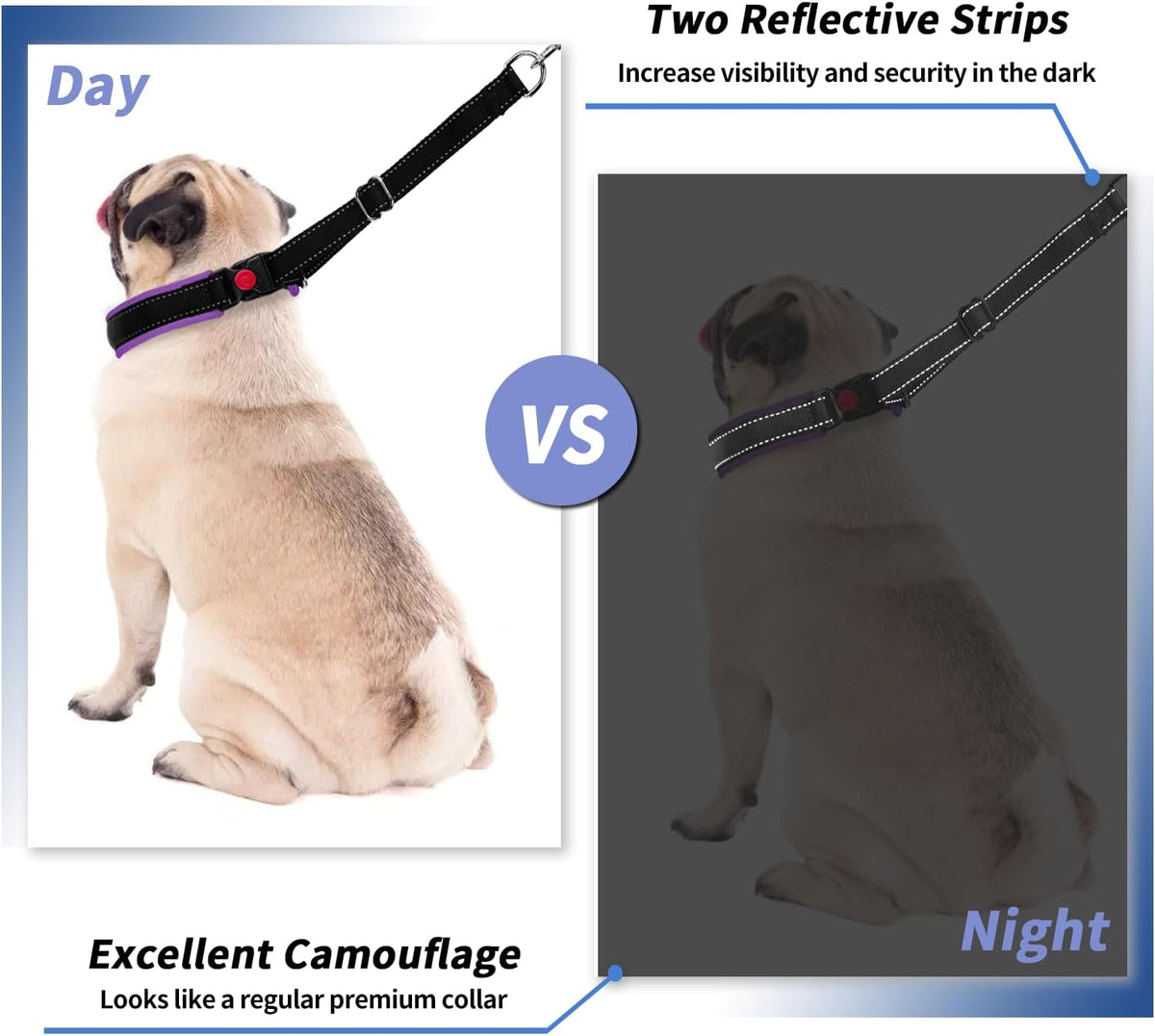 Monstoyo reflective dog collar high visibility strips for night walking