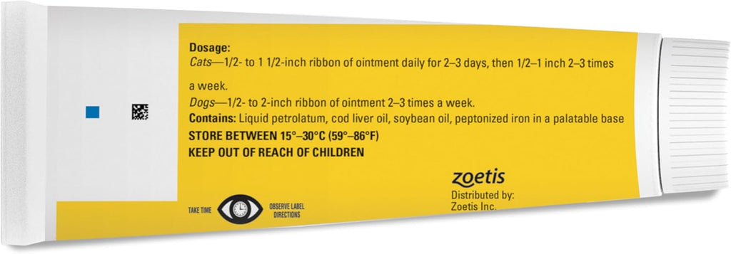 Lax'Aire gentle pet laxative ointment packaging showing usage instructions for dogs and cats