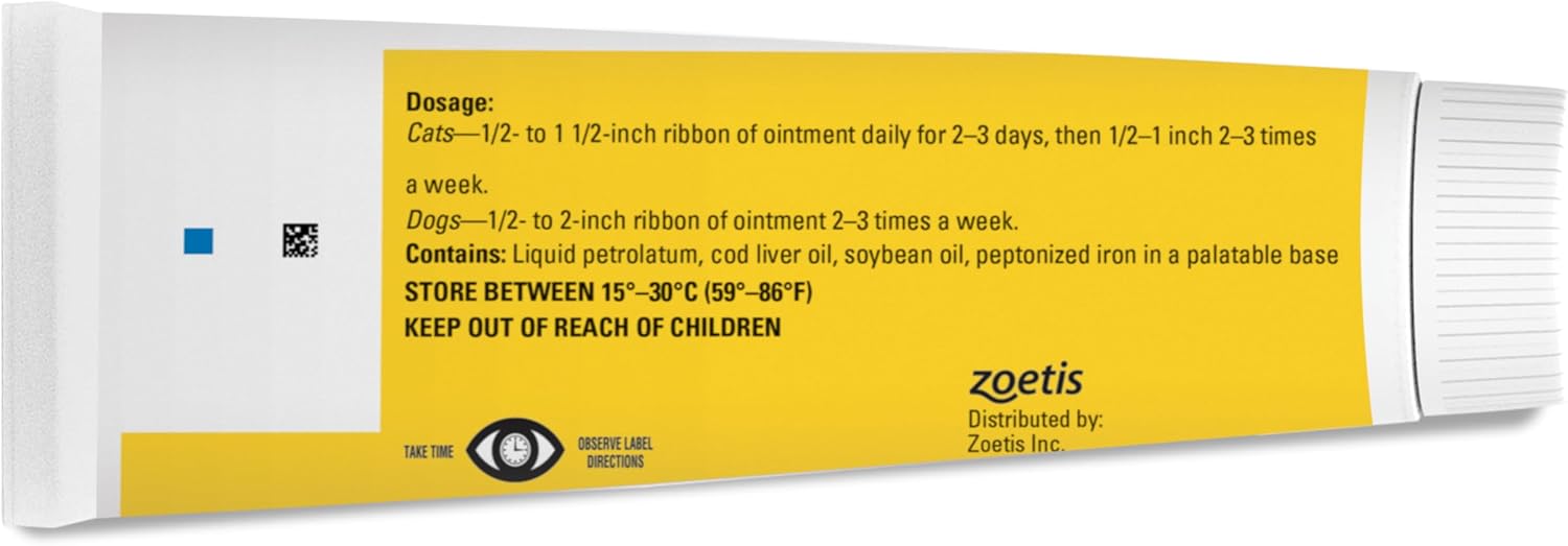 Lax'Aire gentle pet laxative ointment packaging showing usage instructions for dogs and cats