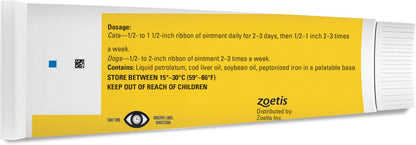 Lax'Aire gentle pet laxative ointment packaging showing usage instructions for dogs and cats