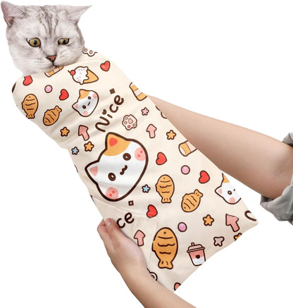 ondware 27.6In Self-Adhesive Cat Grooming Wrap, Anti-Escape Cat Restraint for Nail Clipping, Cat Swaddle Wrapping Cloth for Pet Cleaning & Beauty, for Cats up to 15lbs, Cat Gifts - Image 10
