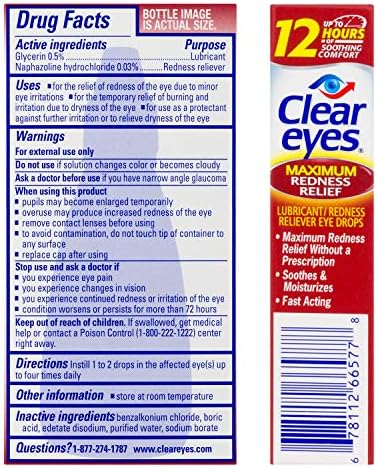 Clear Eyes 0.5 Fluid Ounce sterile bottle for dry eye relief