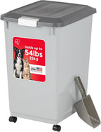 IRIS USA Dog Food Storage Container with Wheels, Airtight Lid, 2-Cup Scoop, Up to 40 Pounds Pet Food Storage, Built in Scoop Storage in Lid, Versatile Pet Food Bin, Portable, BPA Free, Gray/Dark Gray - Image 11