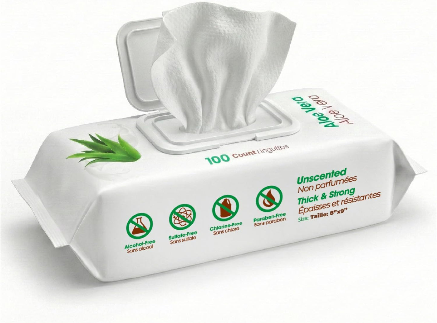 Alcohol free and paraben free soothing pet wipes package details.