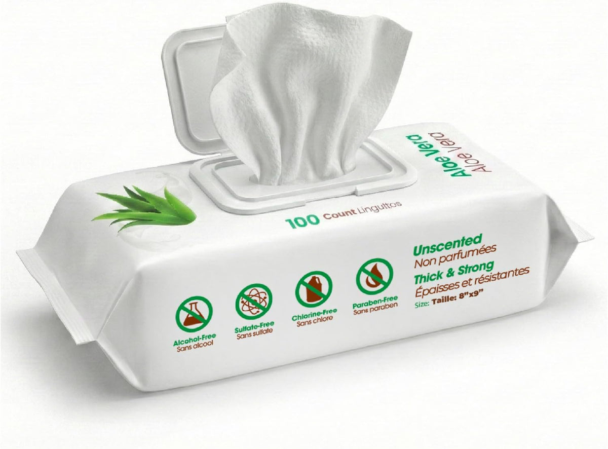 Alcohol free and paraben free soothing pet wipes package details.