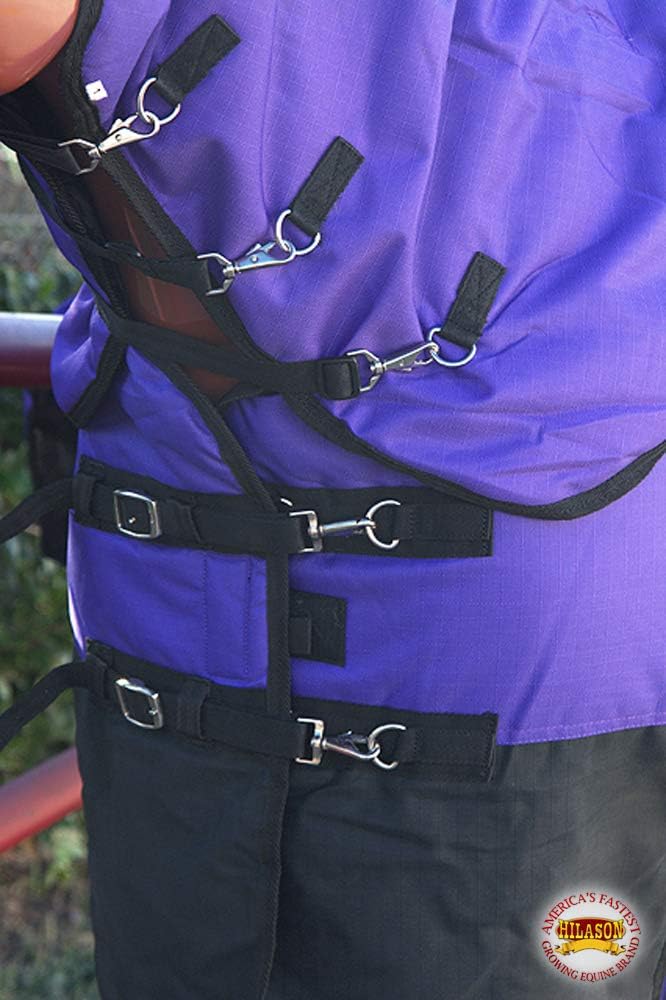 Hilason waterproof winter horse sheet double buckle front closure view