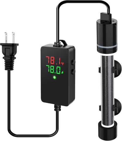 Hygger aquarium heater mounted inside glass tank