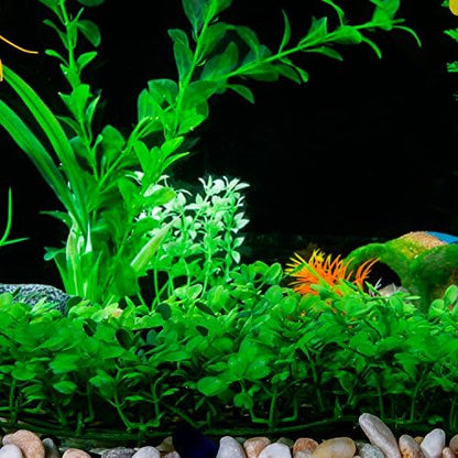 Side view of SLSON saltwater safe artificial plastic lawn inside a marine aquarium setup