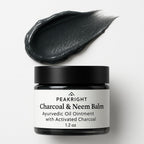 Peakright Charcoal and Neem Balm front view jar for skin detoxification.