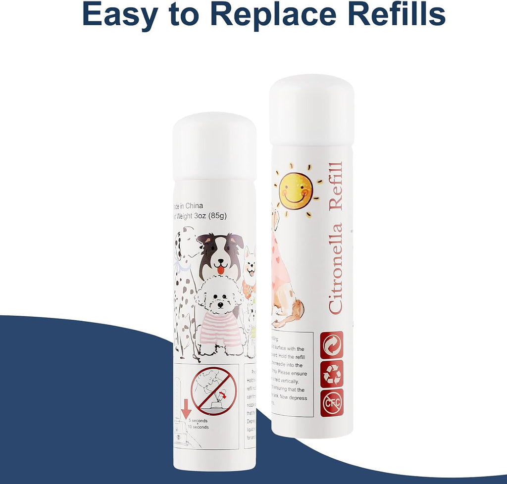 Instructions for refilling dog spray collars on canister