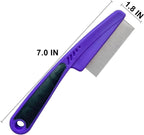 Side view of Yumflan ergonomic rubber grip flea comb for pets