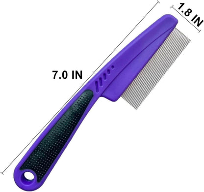 Side view of Yumflan ergonomic rubber grip flea comb for pets