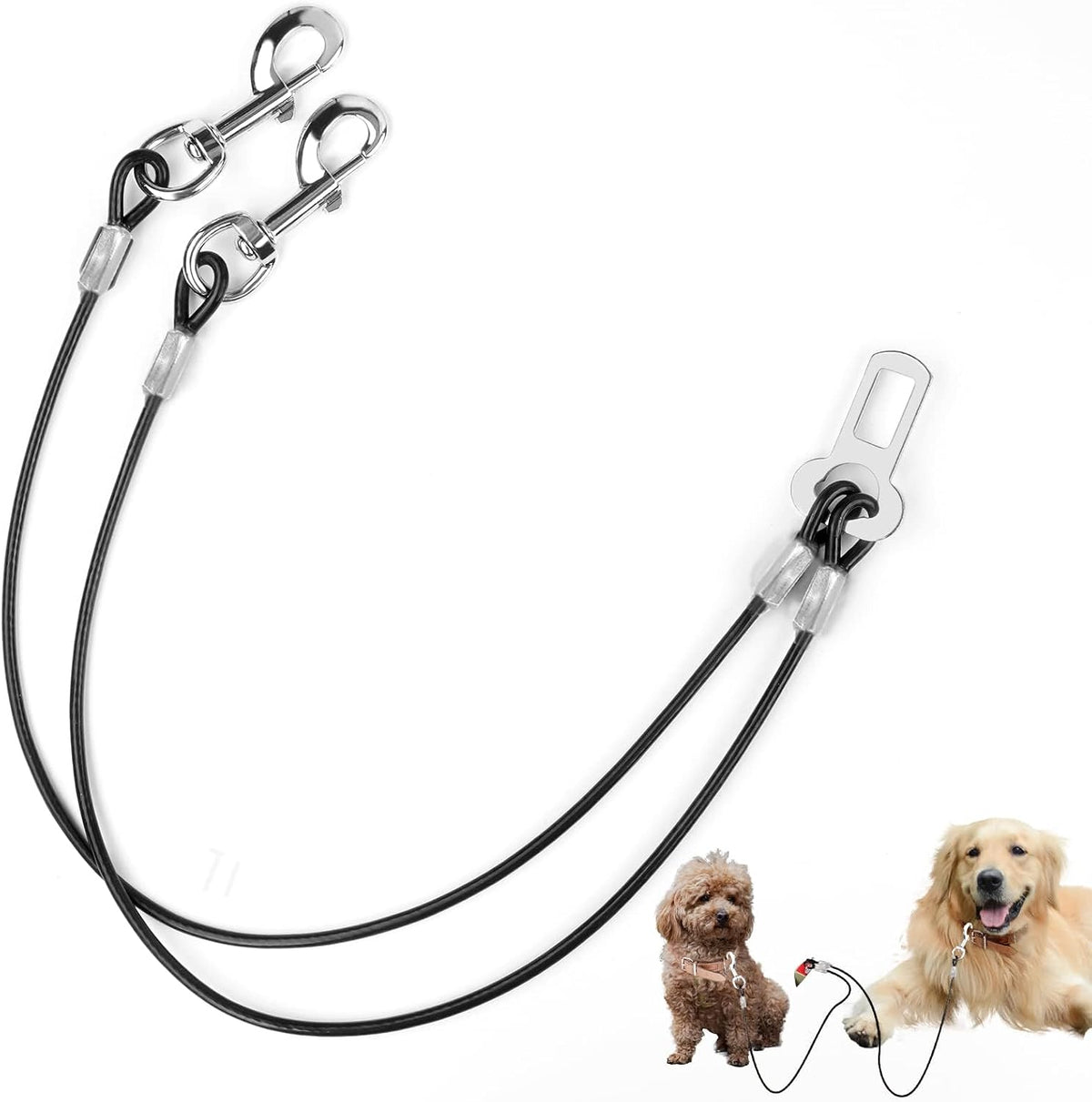 Dog Seat Belt Harness for Car,2pcs Dog Seatbelt of Coated Wire Leash Safety Restraint,No Chew Tether Cable Vehicle Dogs Accessories,Double Clips & Latch (2 Pack Black, 32 inch/80 CM) - Image 15