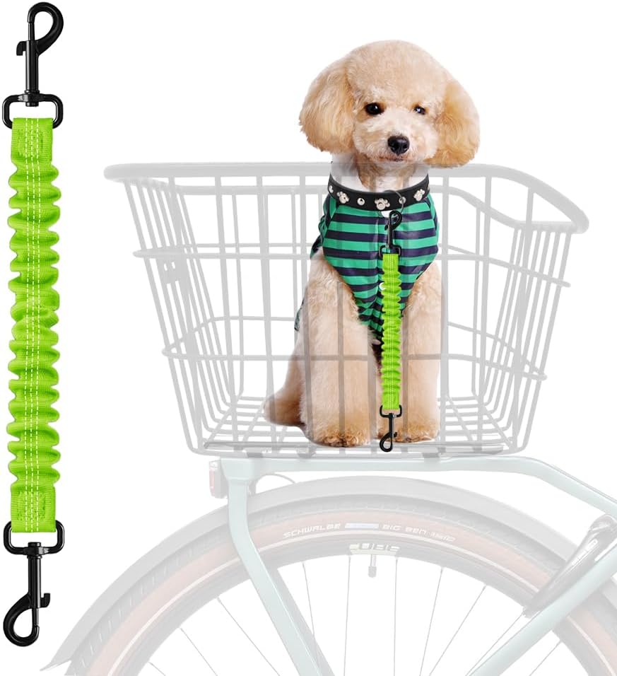 Dog Seat Belt for Bike Basket, Retractable Bicycle Dog Seatbelt, Elastic Pet Safety Leash Harness for Cat, Dog Leash Extension Attachment Shock Absorbing Lead Extension Absorber (Black) - Image 11