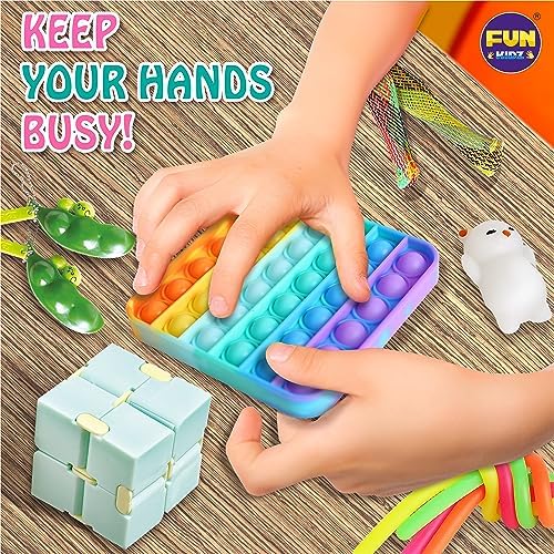 FunKidz mystery sensory pack items outside of storage box