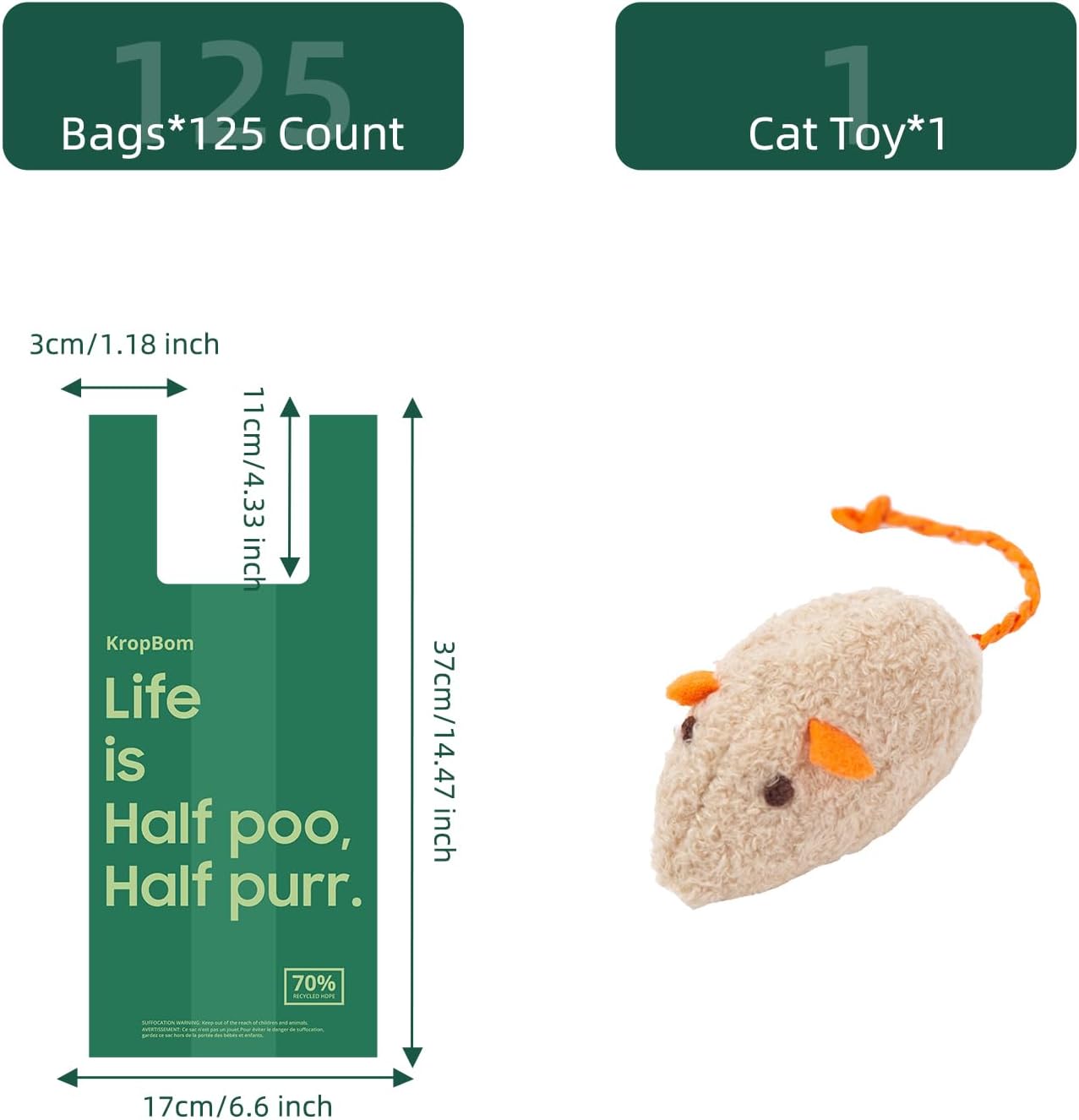 Durable tear resistant litter scoop disposal bags for pets