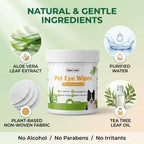 Gentle daily eye discharge remover pads for dogs and cats.
