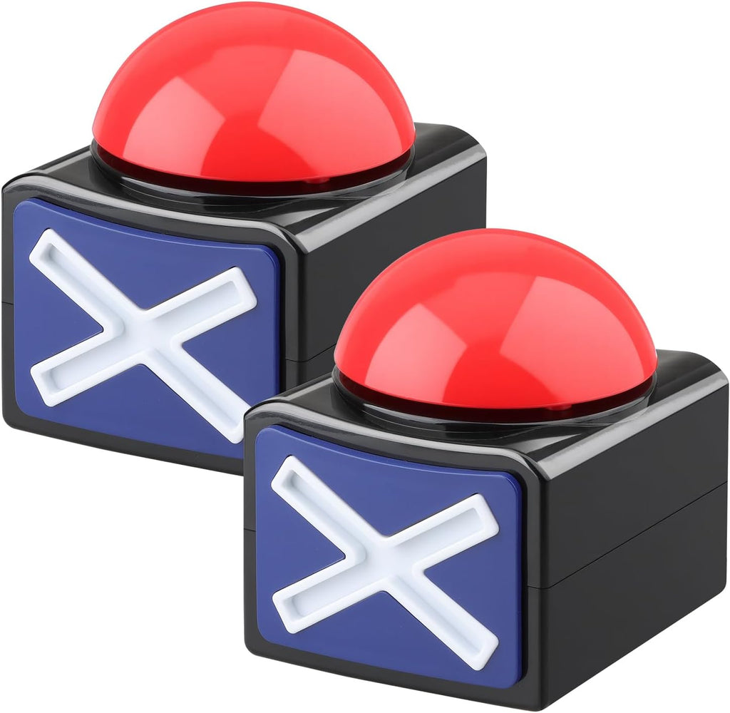 DOXISHRUKY game answer buzzers front view showcasing two red buttons with blue bases