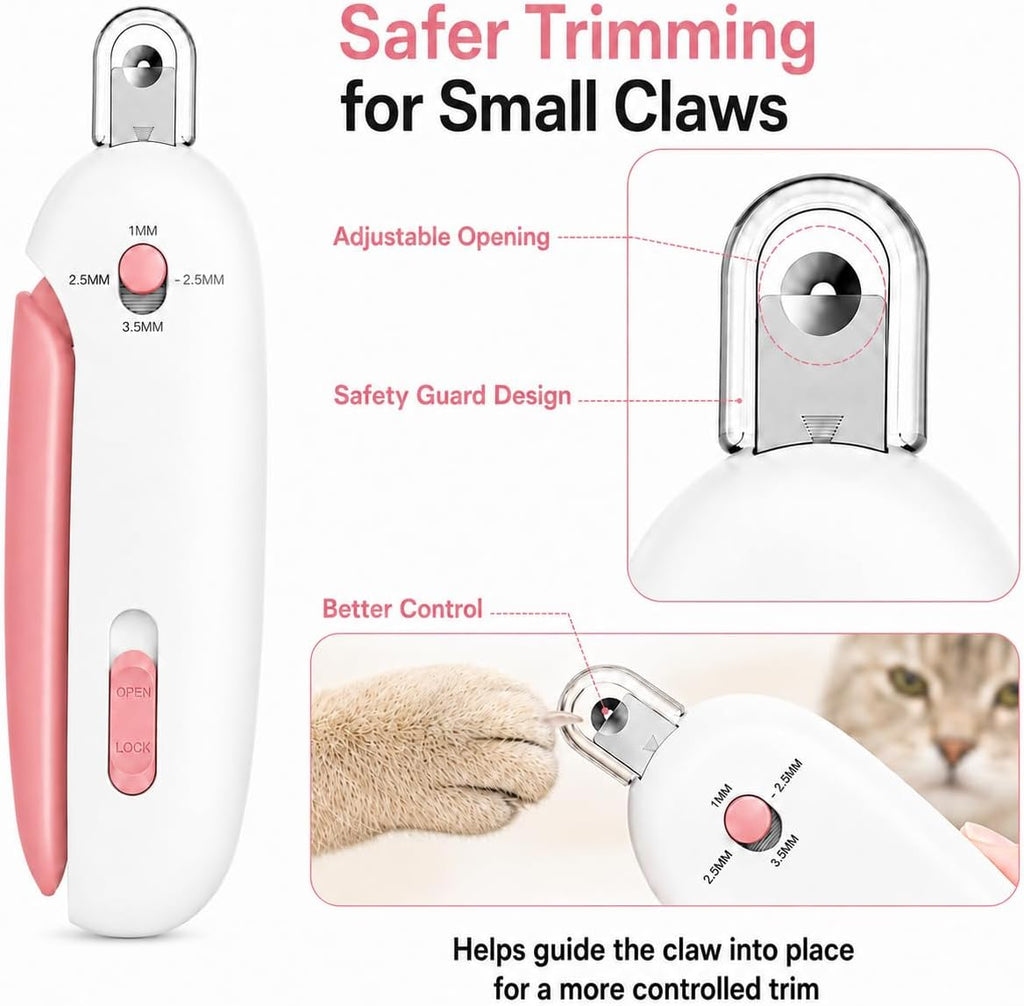 Wanheart pet trimmer displaying integrated nail debris catcher open.