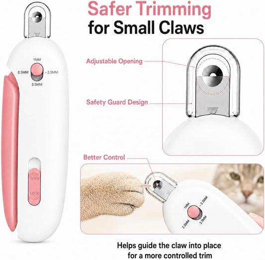 Wanheart pet trimmer displaying integrated nail debris catcher open.