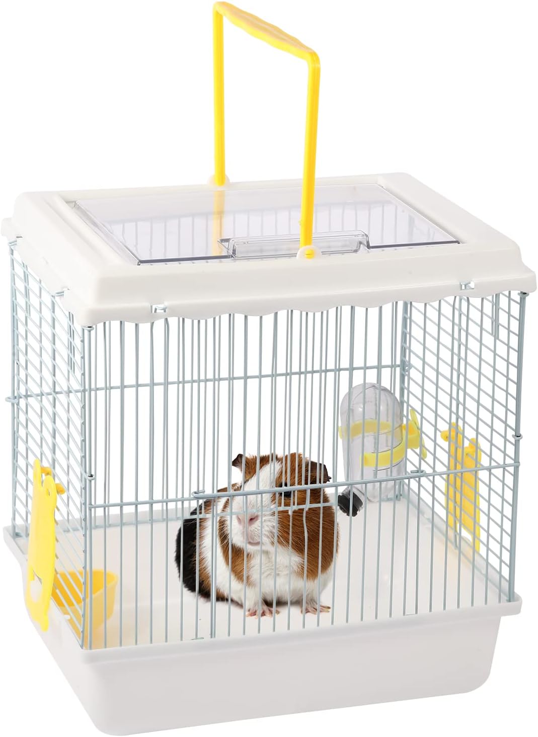 Hamster Travel Portable Carrier Cage Small Animal Carry Case with Water Bottle&foodbowl& for Dwarf Hamster,Ferrets,Hedgehog,Chinchilla(White) - Image 1