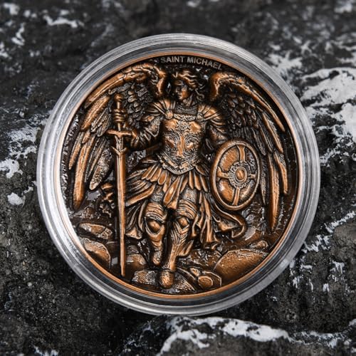 Leabet spiritual keepsake coin displayed on a flat surface highlighting weathered metal artwork