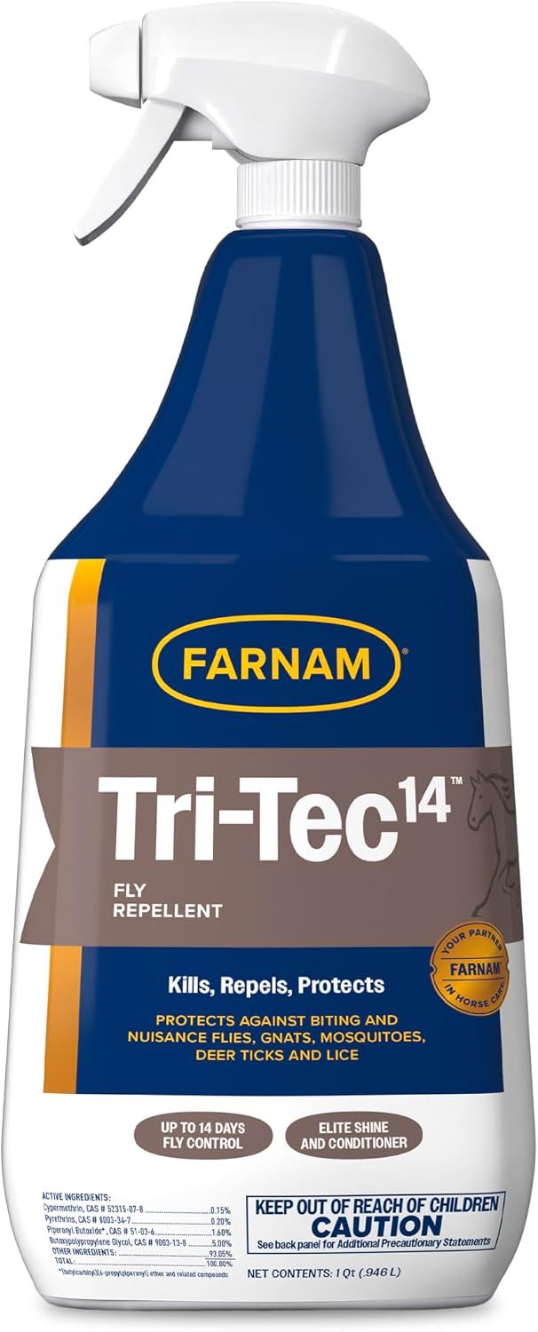 Farnam Tri-Tec 14 Fly Spray for Horses - Long-Lasting Insect Repellent Kills and Repels Flies, Gnats, Ticks & Mosquitoes, Conditions Coat - Up to 14 Days Protection - 128 oz - Image 13