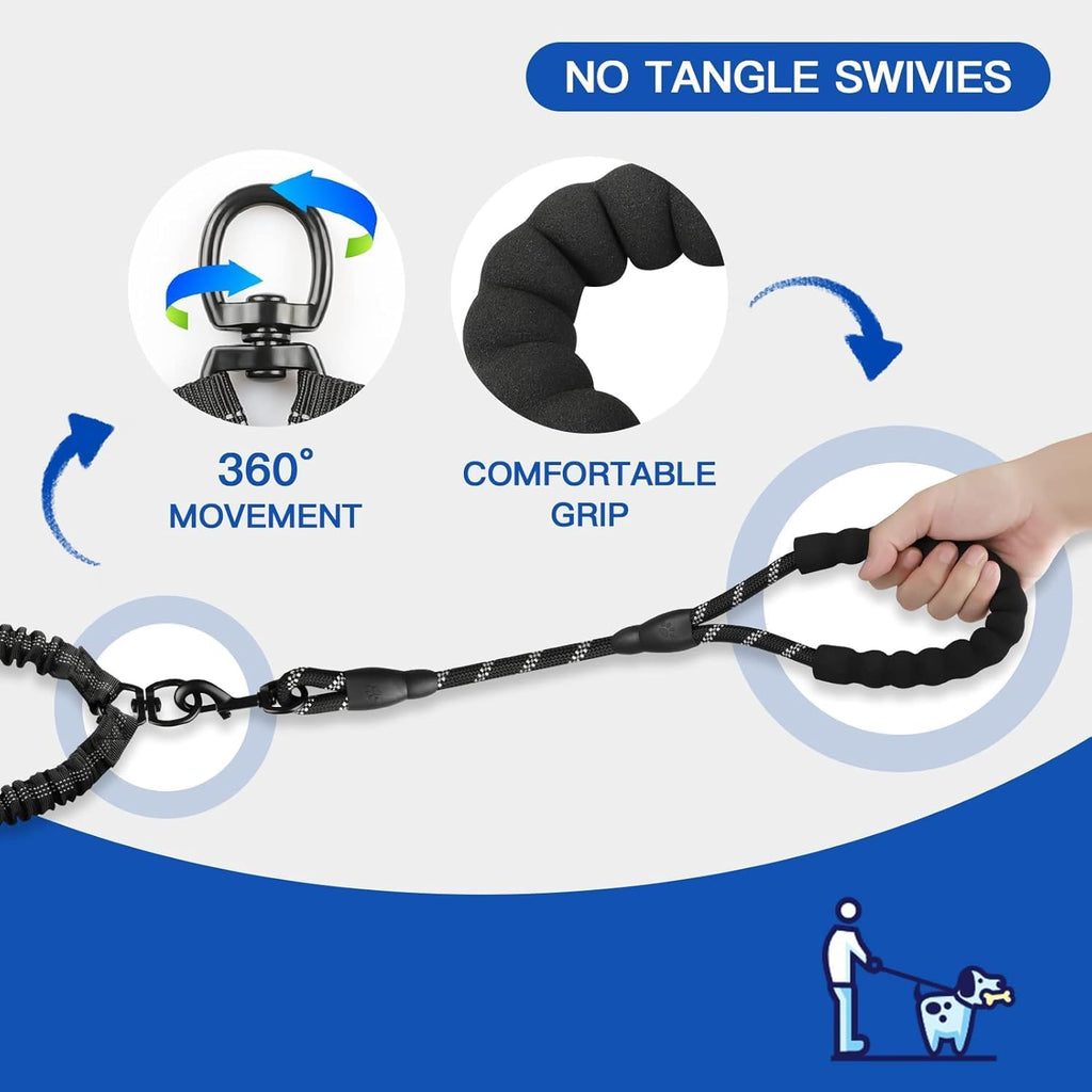 Soft foam padded sponge handle for ergonomic grip on double dog leash