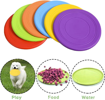 Six different colors of Bvrbaory dog saucers stacked