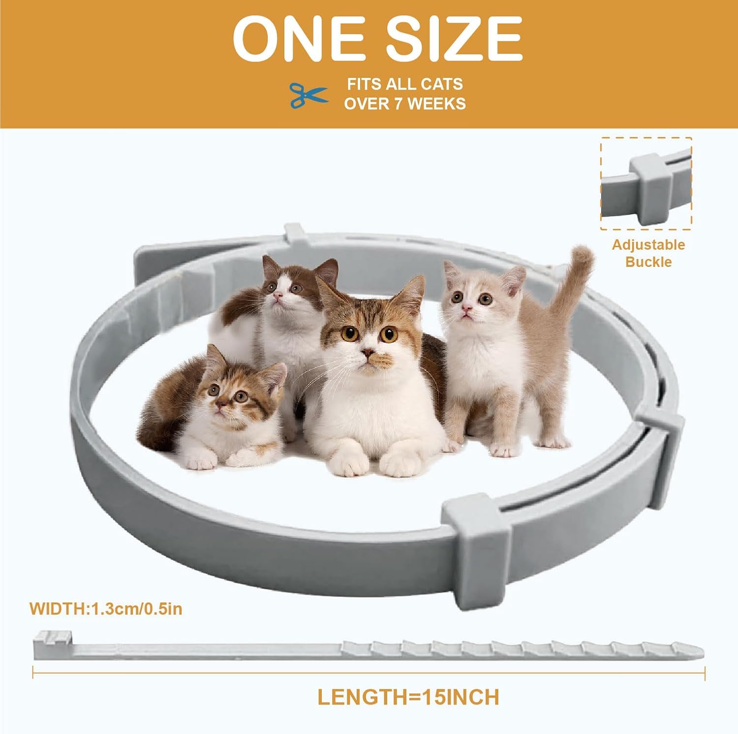 15 inch adjustable flea and tick collar for kittens