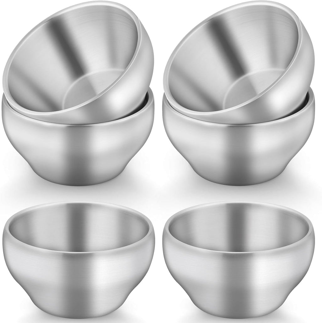 TeamFar stainless steel kids bowls set of 6 front view