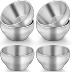TeamFar stainless steel kids bowls set of 6 front view
