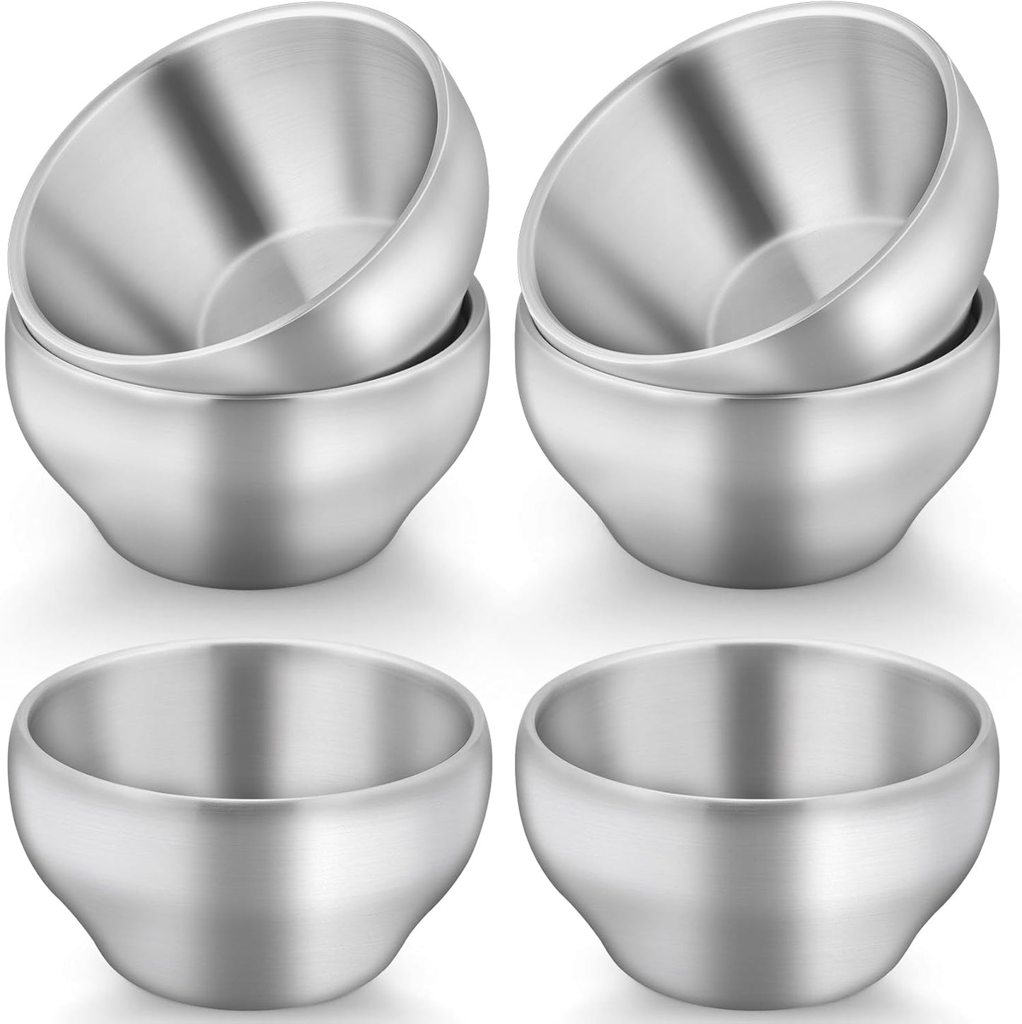 TeamFar stainless steel kids bowls set of 6 front view