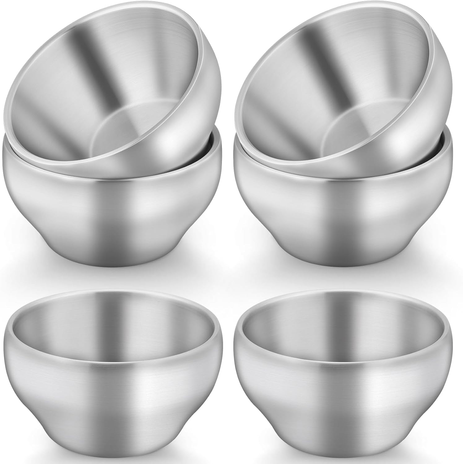 TeamFar stainless steel kids bowls set of 6 front view