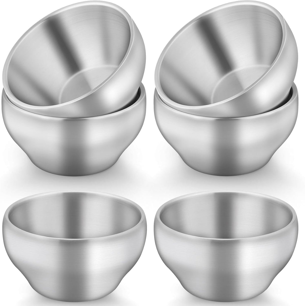 TeamFar stainless steel kids bowls set of 6 front view