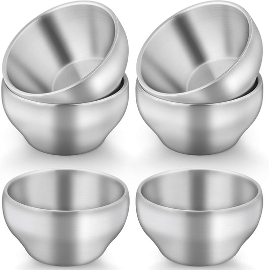 TeamFar stainless steel kids bowls set of 6 front view