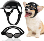 SlowTon dog helmet and goggles set front view black