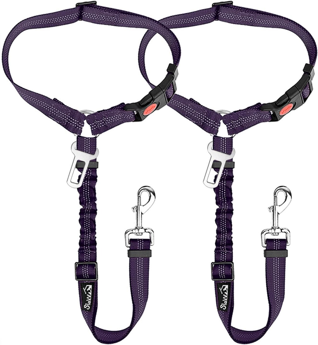 SlowTon Dog Seat Belt for Car, 2 Pack Dog Car Harness Seatbelt Adjustable with Elastic Bungee Buffer, 2 in 1 Pet Car Leash Headrest Restraint Dog Reflective Safety Tether (Black, Headrest+Clip) - Image 13
