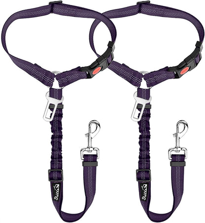 SlowTon Dog Seat Belt for Car, 2 Pack Dog Car Harness Seatbelt Adjustable with Elastic Bungee Buffer, 2 in 1 Pet Car Leash Headrest Restraint Dog Reflective Safety Tether (Black, Headrest+Clip) - Image 13