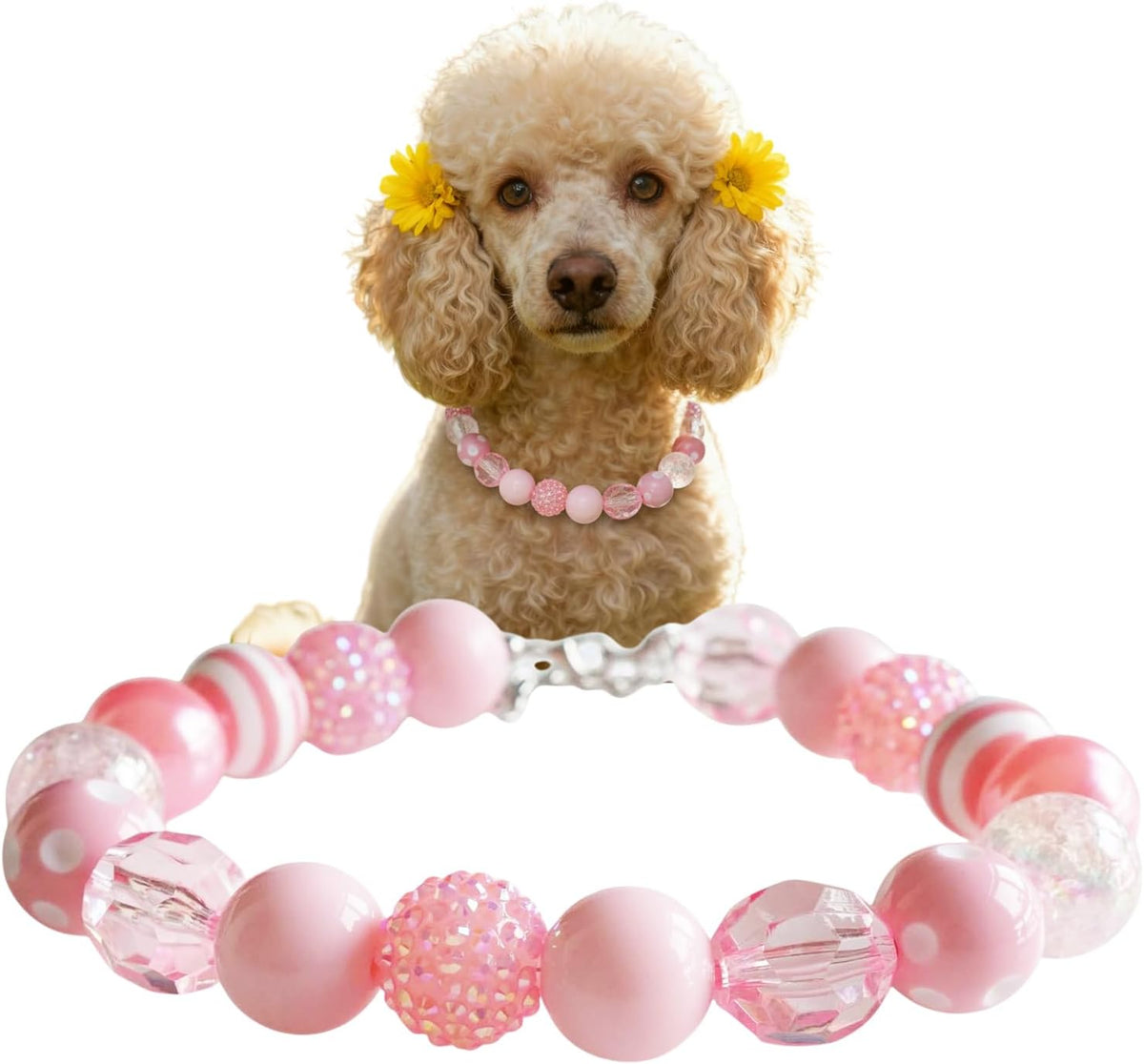 Dog Collar Necklace - Chunky Beads (20mm) with Candy Charm Pet Collar | Adjustable Sparkling Pet Jewelry Accessory for Small/Large Dogs, Daily Wear & Costume Parties - Image 9