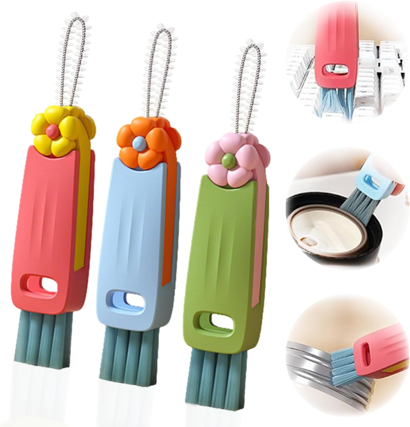 Dwndn 3 in 1 cup lid gap cleaning brush set front view